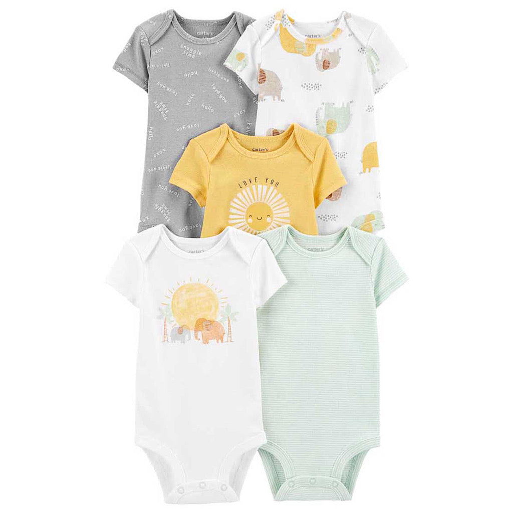 Set de 5 pañaleros Carter’s Manga Corta unisex - JORHELITOS - JORHELITOS