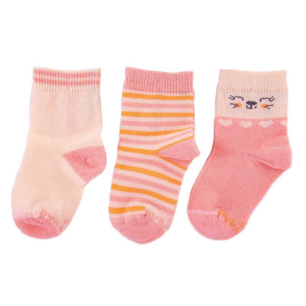 Set 3 pares calcetines Baby Creysi coral para bebita - JORHELITOS - JORHELITOS