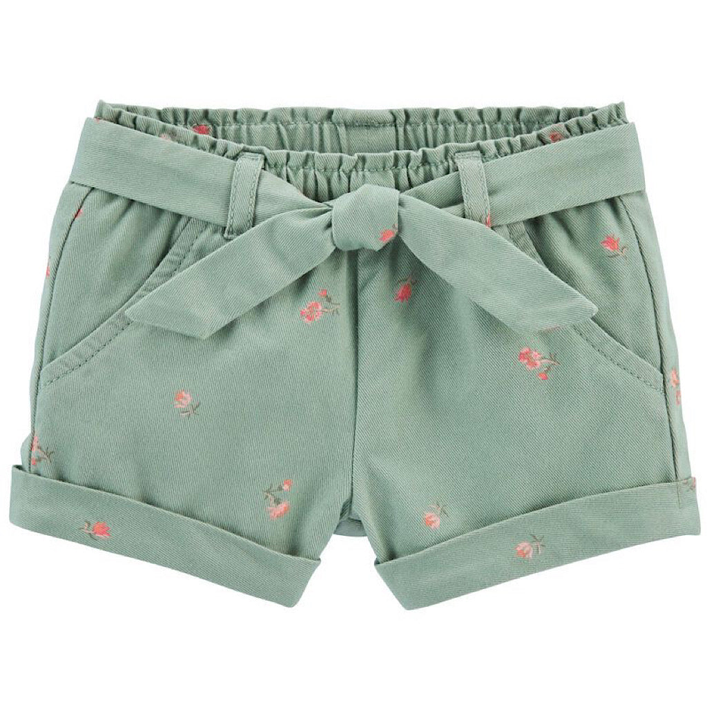 Short Oshkosh verde floral para bebita - JORHELITOS - JORHELITOS
