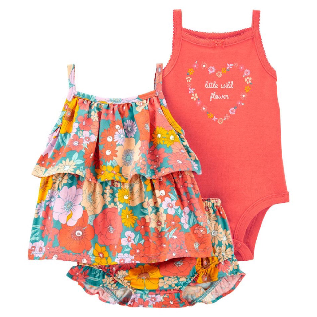 Set de 3 piezas diseño floral para bebita - JORHELITOS - JORHELITOS