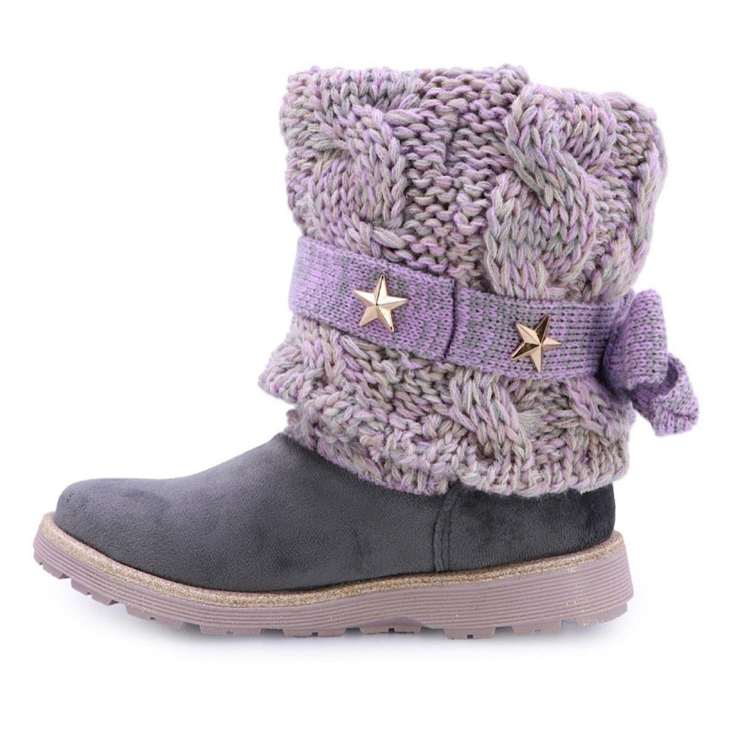 Bota tejida morada para niña Coqueta - JORHELITOS - JORHELITOS