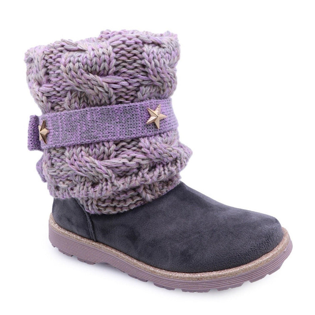 Bota tejida morada para niña Coqueta - JORHELITOS - JORHELITOS