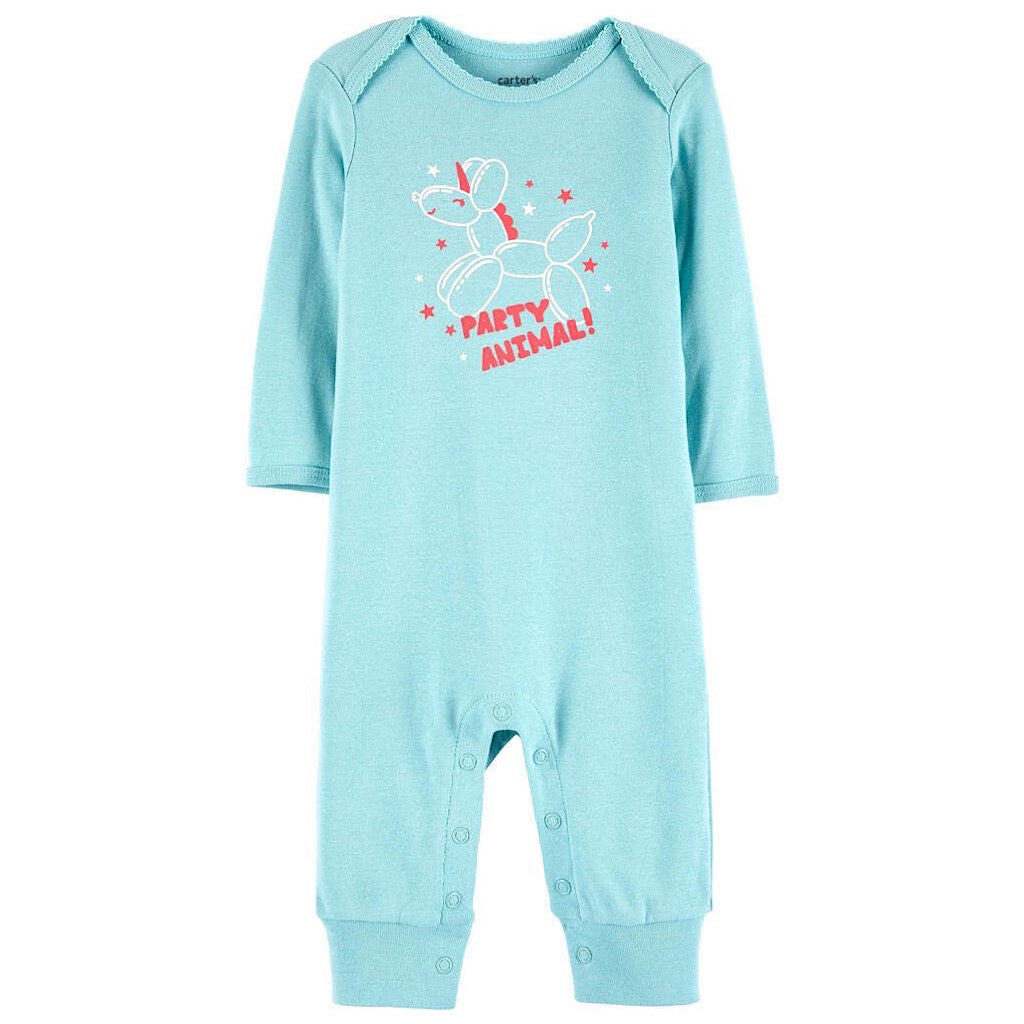Jumpsuit Carter’s party animal color aqua para bebita - JORHELITOS - JORHELITOS